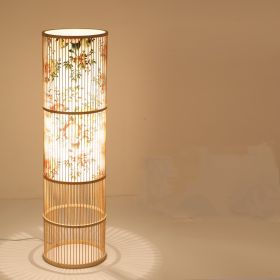 Tea Room Bamboo Woven Table Lamp Study Night Light Adjustable Light Warm Zen Bedside Lamp (Option: Floor lamp Type D-Push button switch)