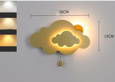 Cloud Children's Room Wall Cartoon Bedside Eye Protection Lamp (Option: Gold-Own battery)