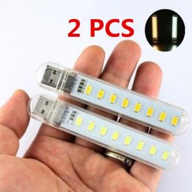 LED Light Mobile Power Dormitory Light Portable Double-sided Light (Option: Warm white light-2PCS-USB)