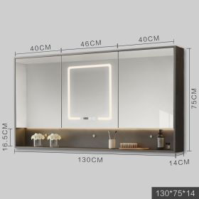 Smart Cabinet With Led Lights Anti-fog Hanging Wall Type Toilet Dressing Bathroom Combination Mirror (Option: Grey-130cm)