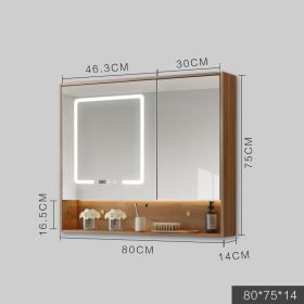 Smart Cabinet With Led Lights Anti-fog Hanging Wall Type Toilet Dressing Bathroom Combination Mirror (Option: Wood color-80cm)