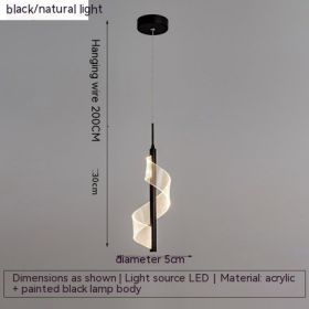 Modern Simple And Light Luxury Bedroom Bedside Chandelier (Option: Black Monochromatic Light)